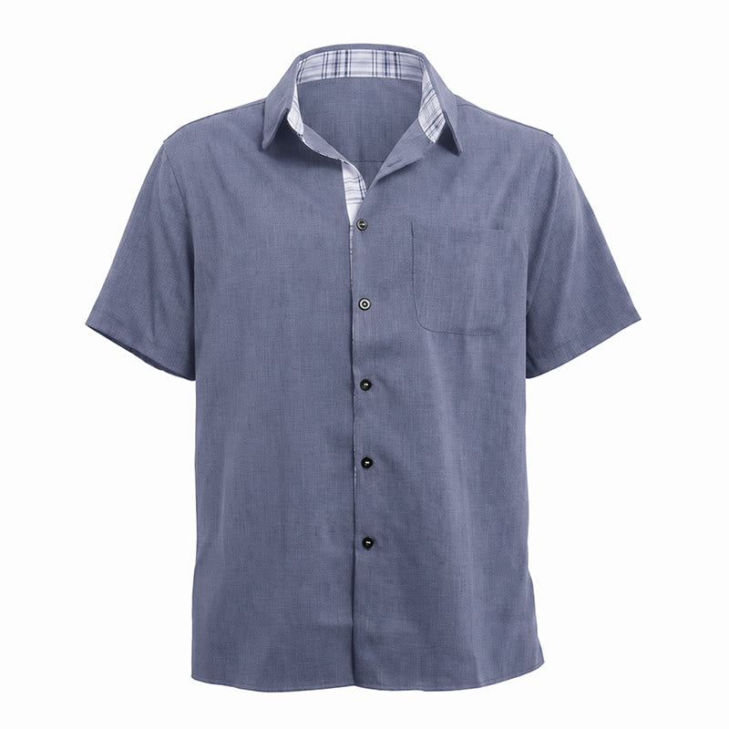 Men's Solid Linen Short Sleeve Button Down Shirt - image 25