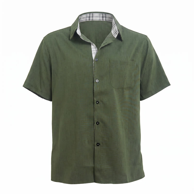 Men's Solid Linen Short Sleeve Button Down Shirt - image 20