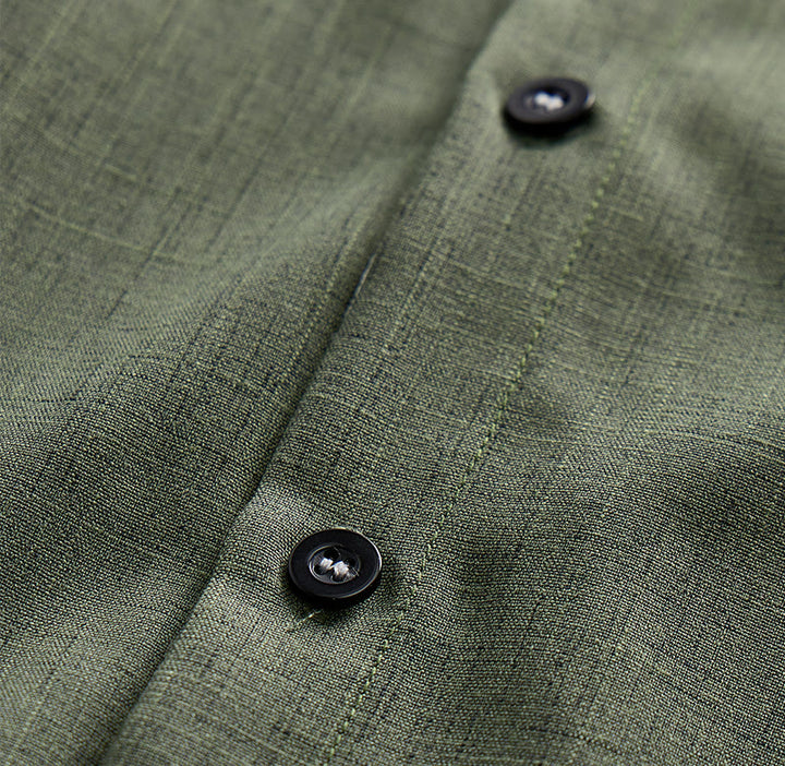 Men's Solid Linen Short Sleeve Button Down Shirt - image 16