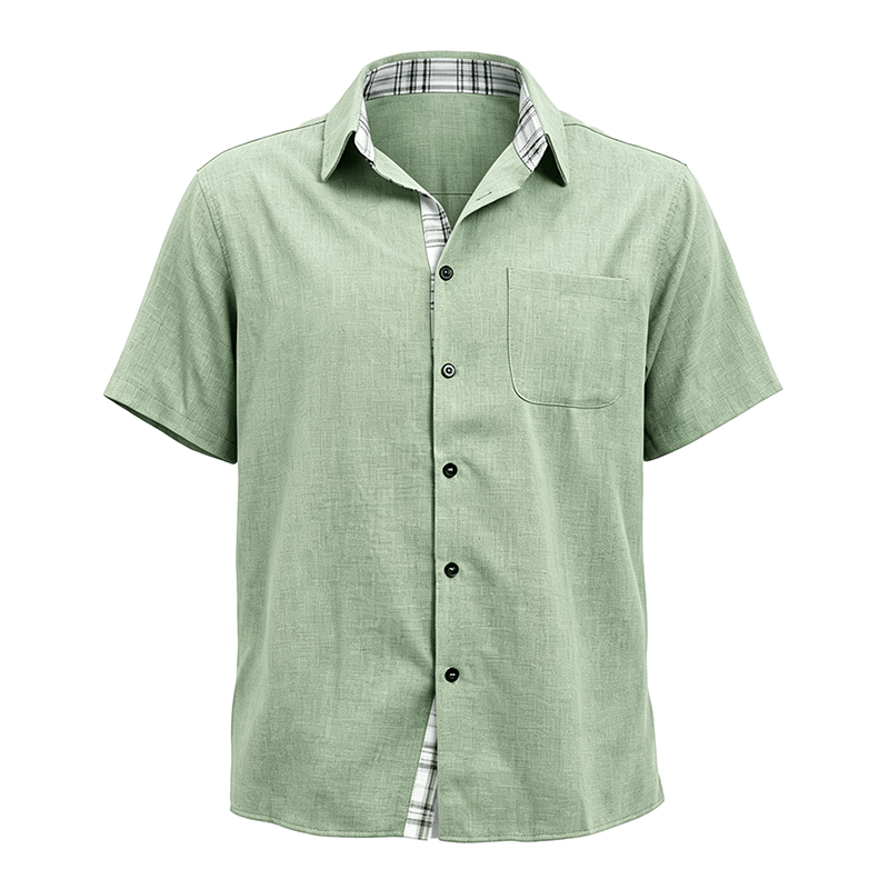 Men's Solid Linen Short Sleeve Button Down Shirt - image 32
