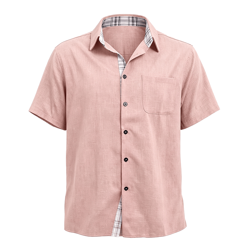 Men's Solid Linen Short Sleeve Button Down Shirt - image 33