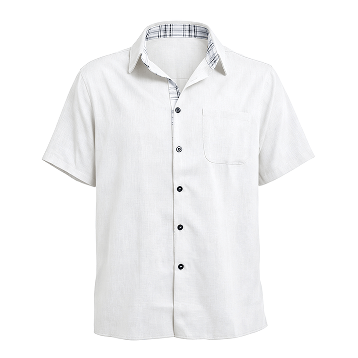 Men's Solid Linen Short Sleeve Button Down Shirt - image 22