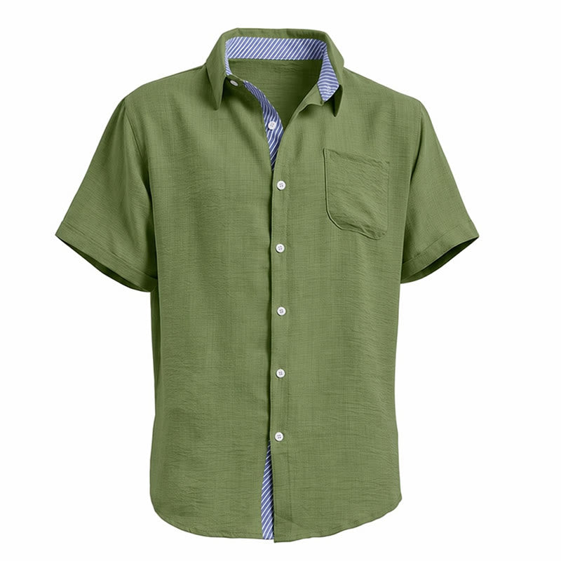 Men's Contrast Striped Inner Pocket Casual Summer Casual Shirts - image 18