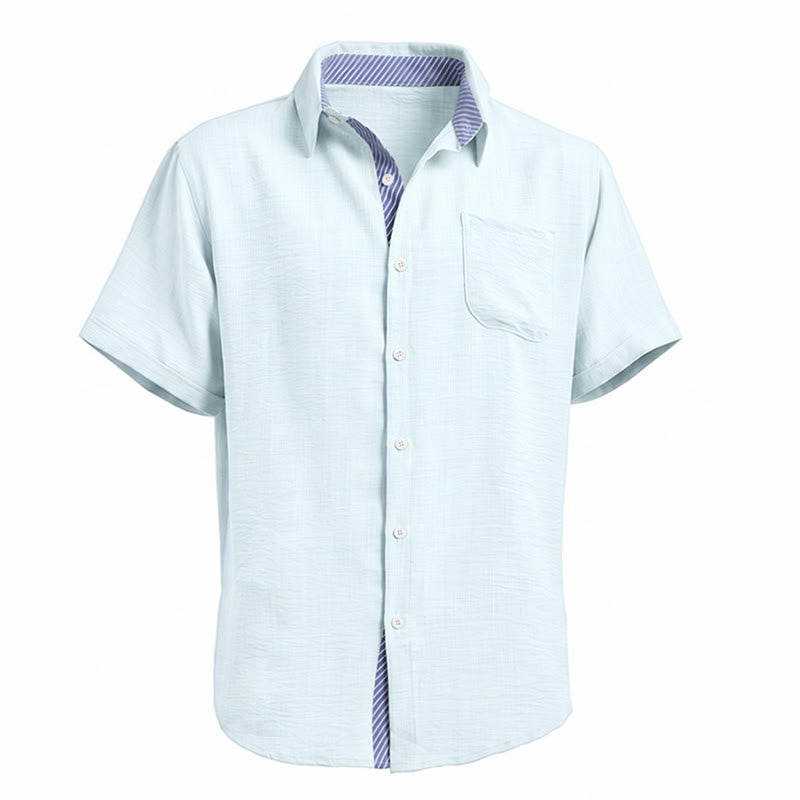 Men's Contrast Striped Inner Pocket Casual Summer Casual Shirts - image 19