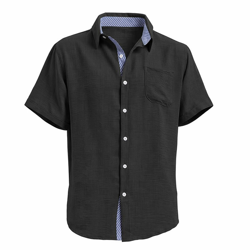 Men's Contrast Striped Inner Pocket Casual Summer Casual Shirts - image 17