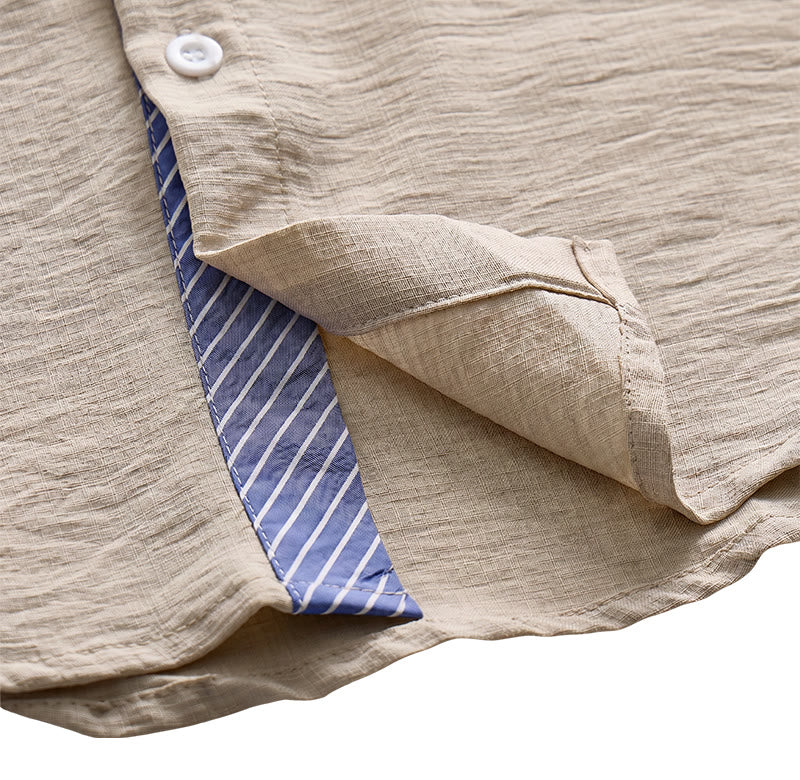 Men's Contrast Striped Inner Pocket Casual Summer Casual Shirts - image 12
