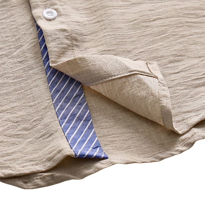 Men's Contrast Striped Inner Pocket Casual Summer Casual Shirts - image 12