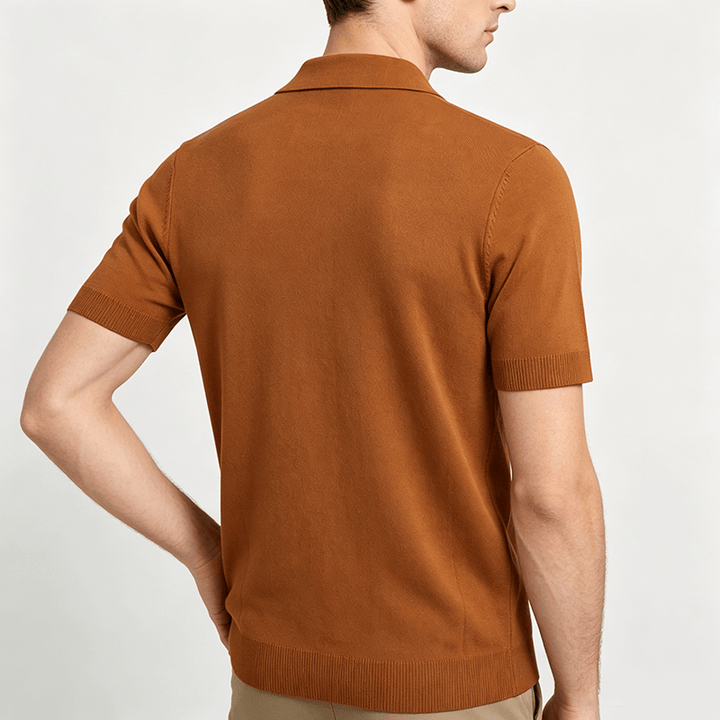 Men's Vintage Summer Block Striped Jacquard Polo Knitted Shirt - image 3