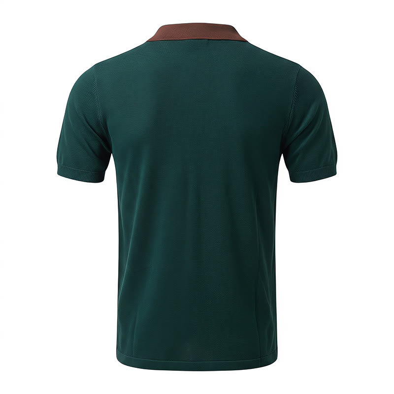 Men's Summer Color Block Spliced Stripe Knitted Shirt - image 12