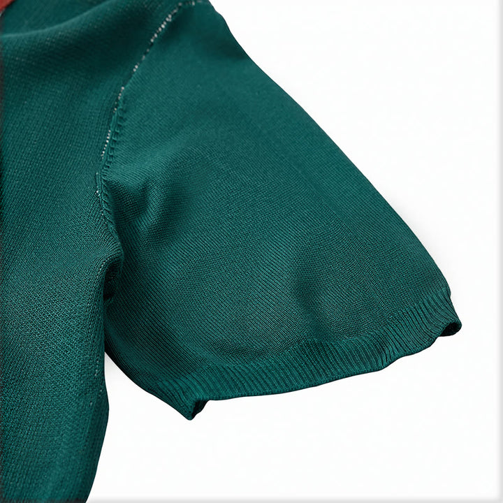 Men's Summer Color Block Spliced Stripe Knitted Shirt - image 10