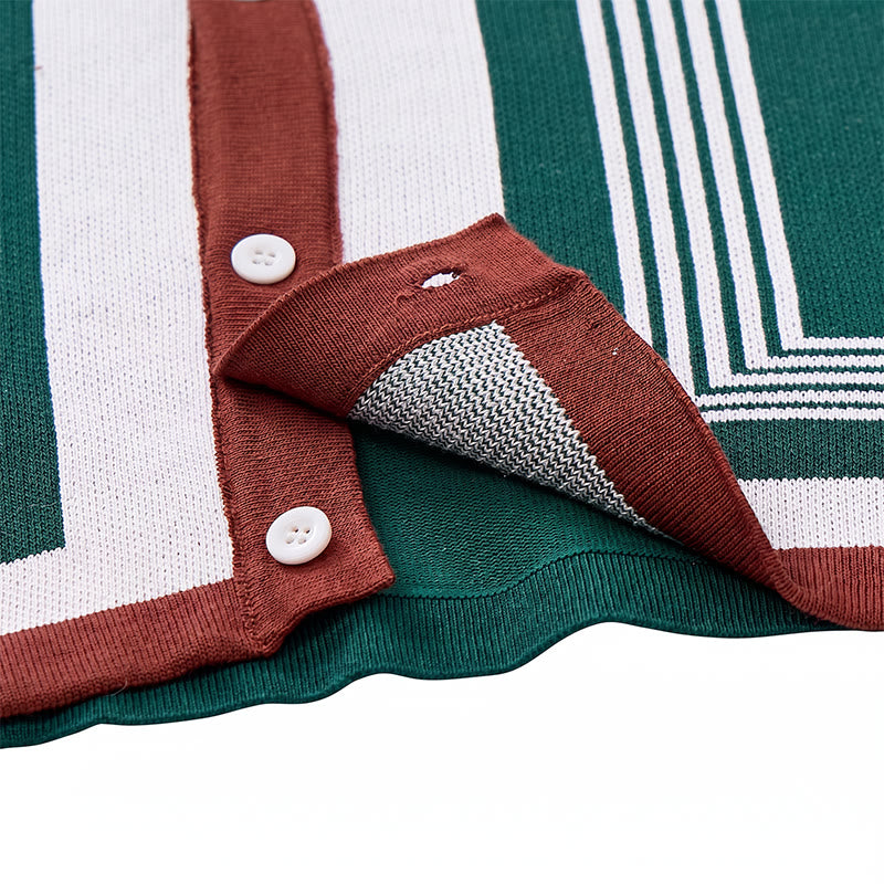 Men's Summer Color Block Spliced Stripe Knitted Shirt - image 8
