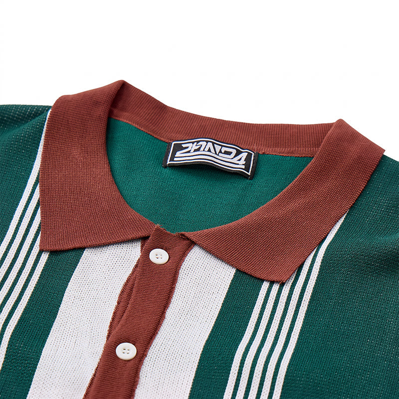 Men's Summer Color Block Spliced Stripe Knitted Shirt - image 6