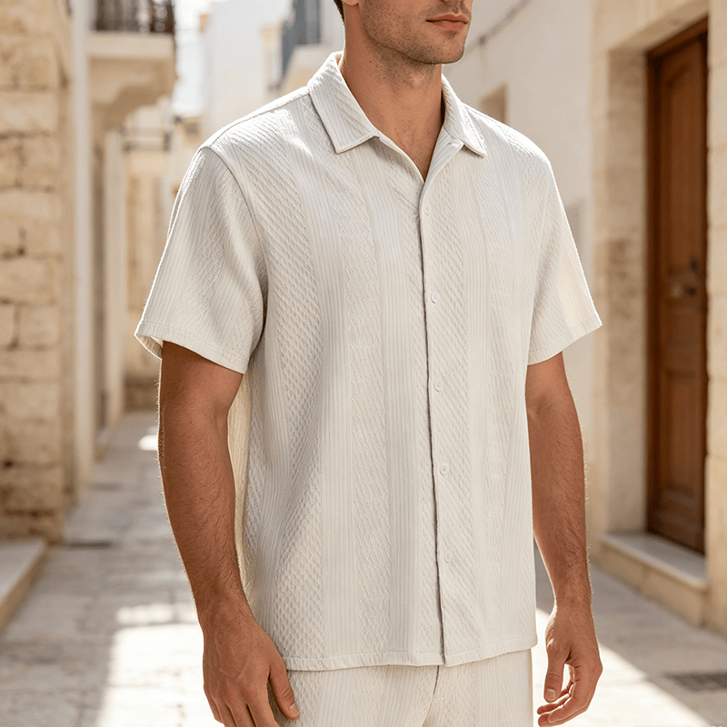 Men's Solid Hollow Cool Touch Daily Street Knitted Shirt  - White - 2XL - image 7