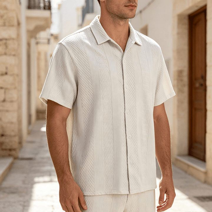 Men's Solid Hollow Cool Touch Daily Street Knitted Shirt  - White - 2XL - image 7