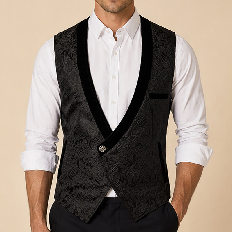 Men's Elegant Steampunk Single Button Dress Suit Vest - image 1