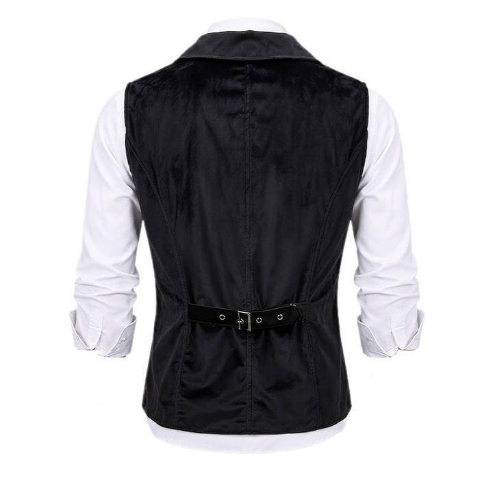 Men's Victorian Black & Burgundy Steampunk Suit Vest - image 9
