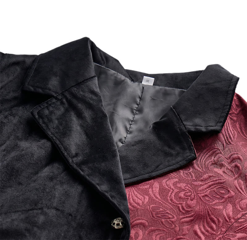 Men's Victorian Black & Burgundy Steampunk Suit Vest - image 4