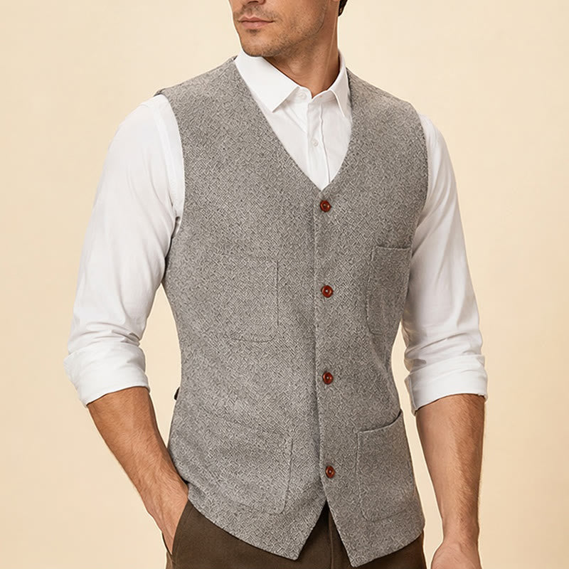 Men's Classic 4-Pocket Wool-Blend Suit Vest - image 3