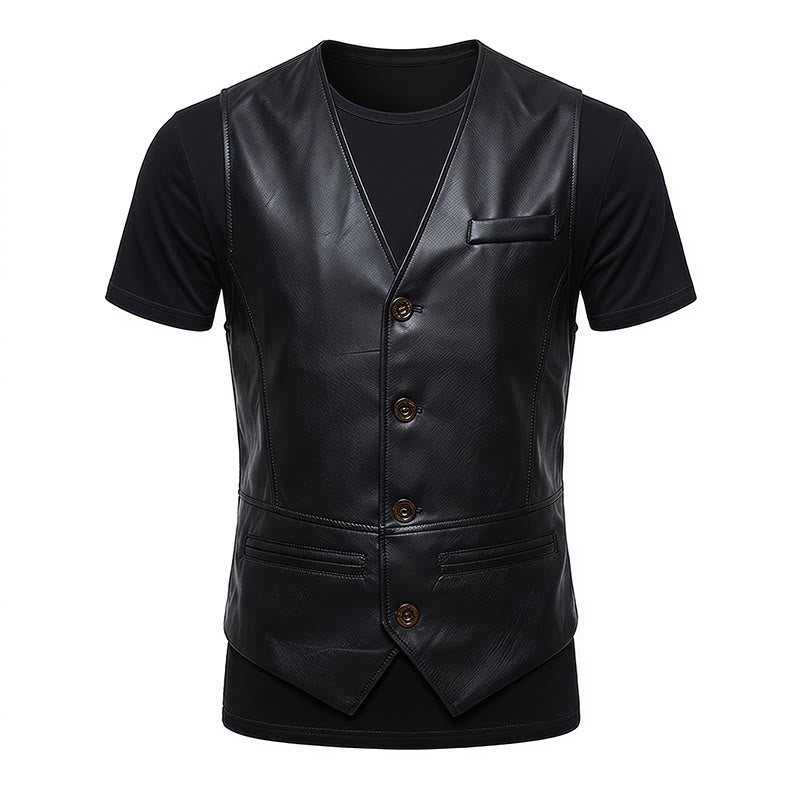 Men's Four Seasons Casual Formal Layering Leather Vest - image 14