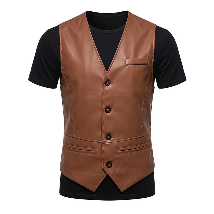Men's Four Seasons Casual Formal Layering Leather Vest - image 12