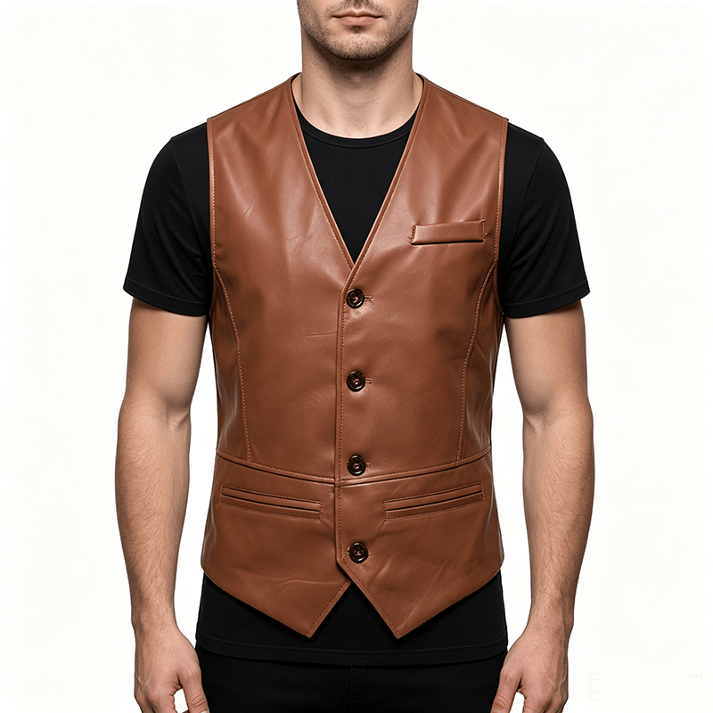 Men's Four Seasons Casual Formal Layering Leather Vest - image 1