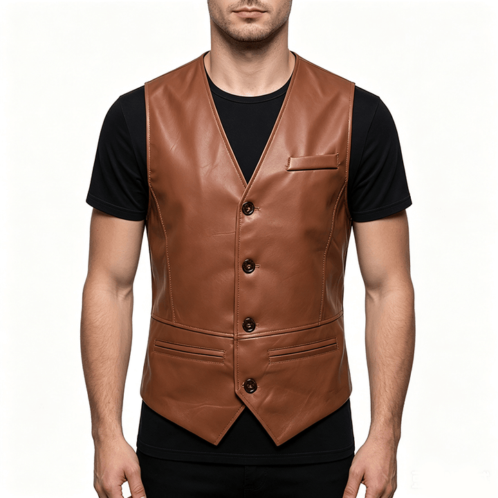 Men's Four Seasons Casual Formal Layering Leather Vest - image 1