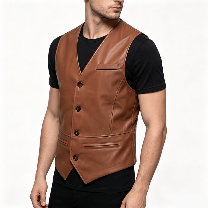 Men's Four Seasons Casual Formal Layering Leather Vest - image 2