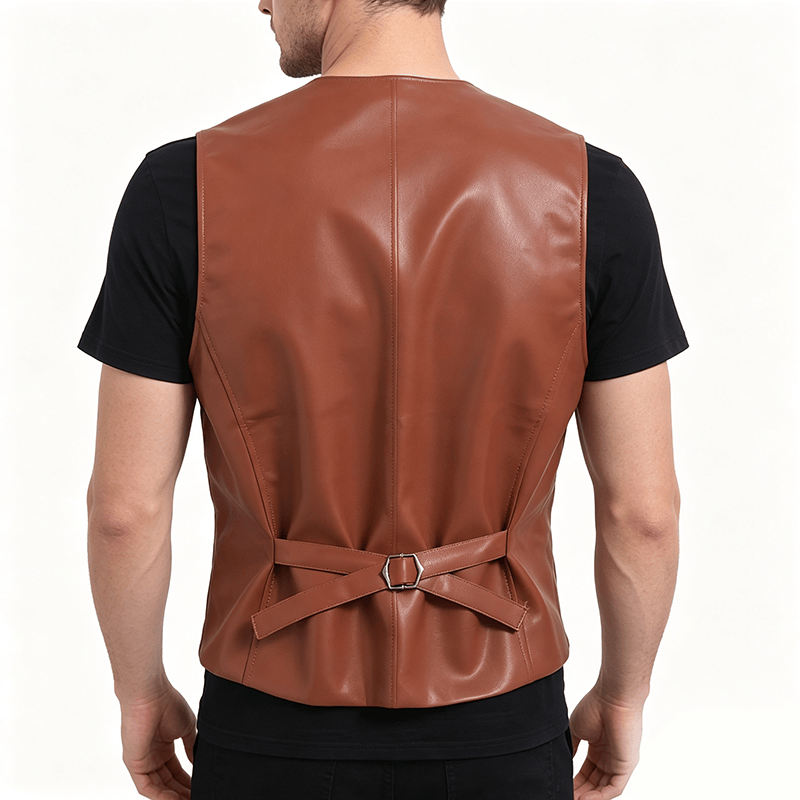 Men's Four Seasons Casual Formal Layering Leather Vest - image 3
