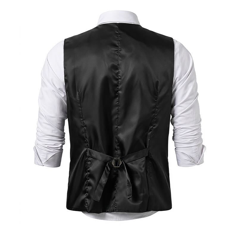 Men's Retro Style Pinstriped Suit Vest With Rose Lapel Chain - image 12