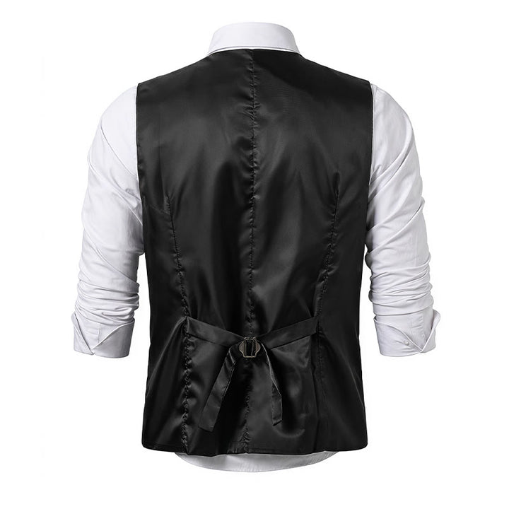 Men's Retro Style Pinstriped Suit Vest With Rose Lapel Chain - image 12