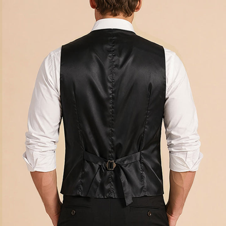 Men's Retro Style Pinstriped Suit Vest With Rose Lapel Chain - image 2