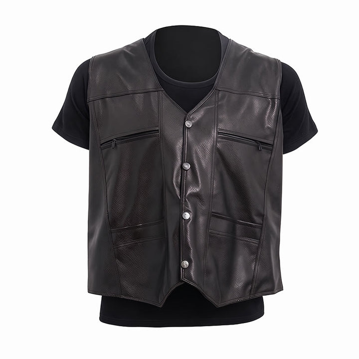 Men's 2 Styles Thick Or Thin With Zip Pockets Leather Vest - image 11