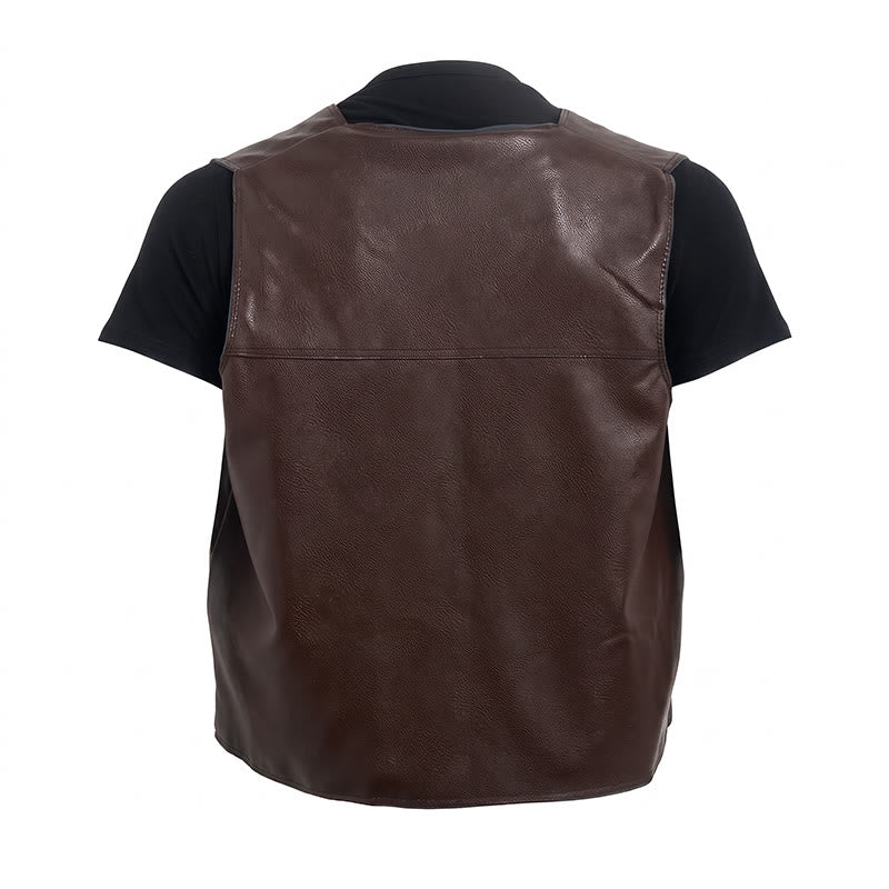Men's 2 Styles Thick Or Thin With Zip Pockets Leather Vest - image 10