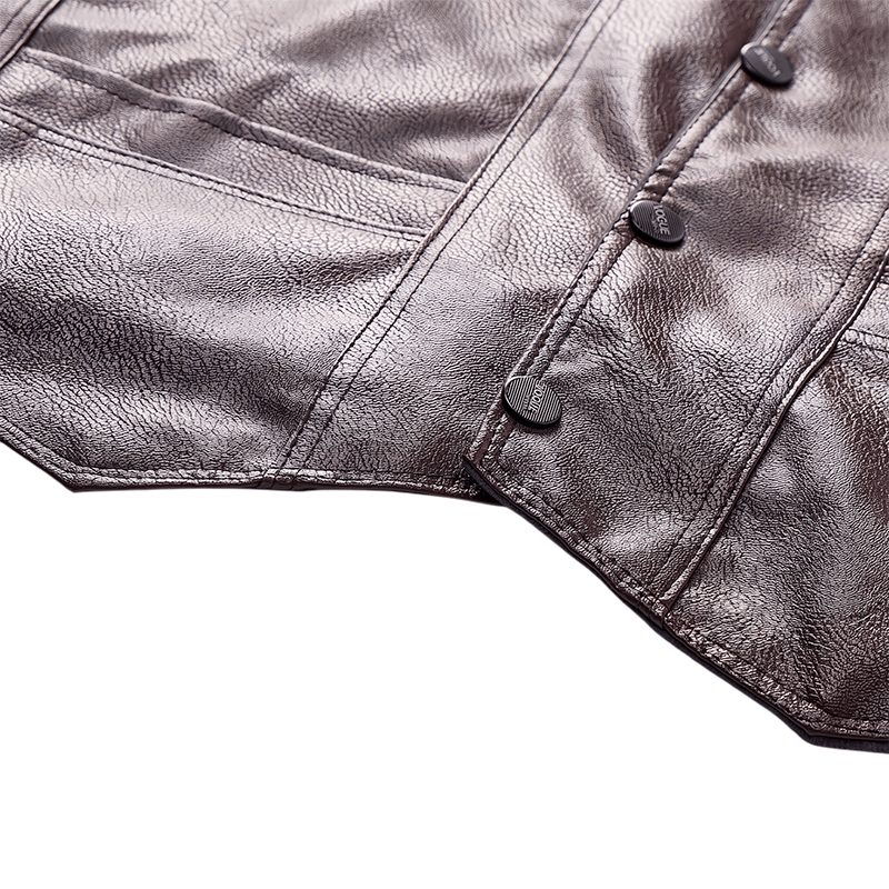 Men's 2 Styles Thick Or Thin With Zip Pockets Leather Vest - image 8