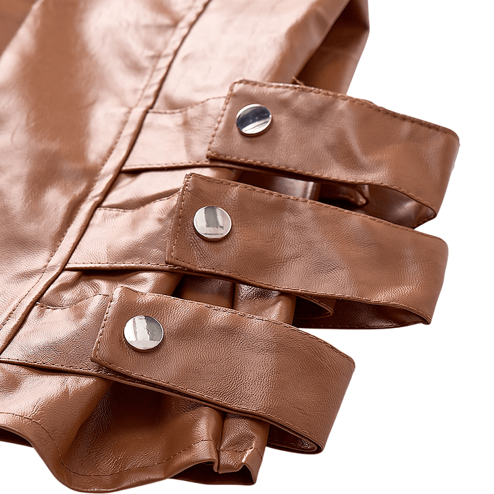 Men's Flap Pockets Casual Motorcycle Outerwear Leather Vest - image 9