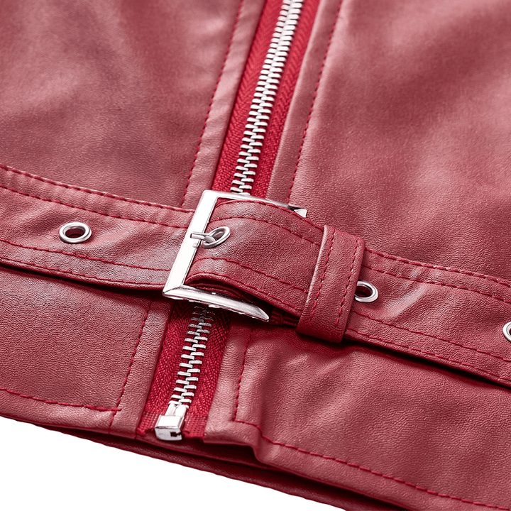 Men's Punk Asymmetric Zipper Lapel Motorcycle Leather Vest - image 9