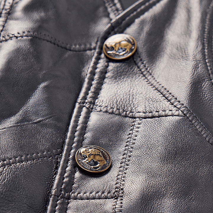 Men's Punk Biker Side Drawstring Motorcycle Leather Vest - image 6