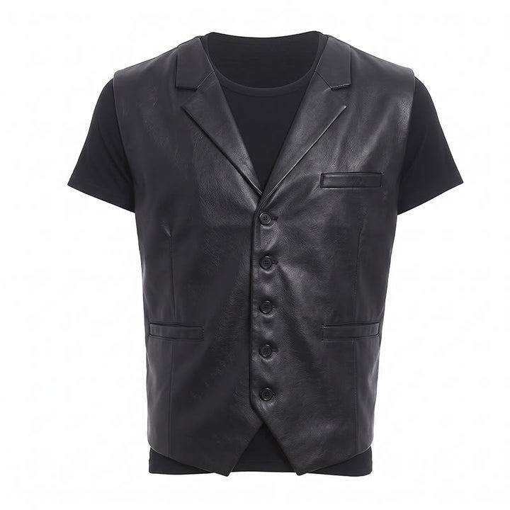 Men's Vintage Western Notch Lapel Suit Leather Vest - image 15