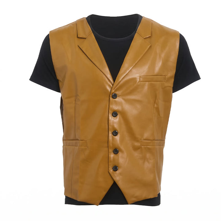 Men's Vintage Western Notch Lapel Suit Leather Vest - image 13