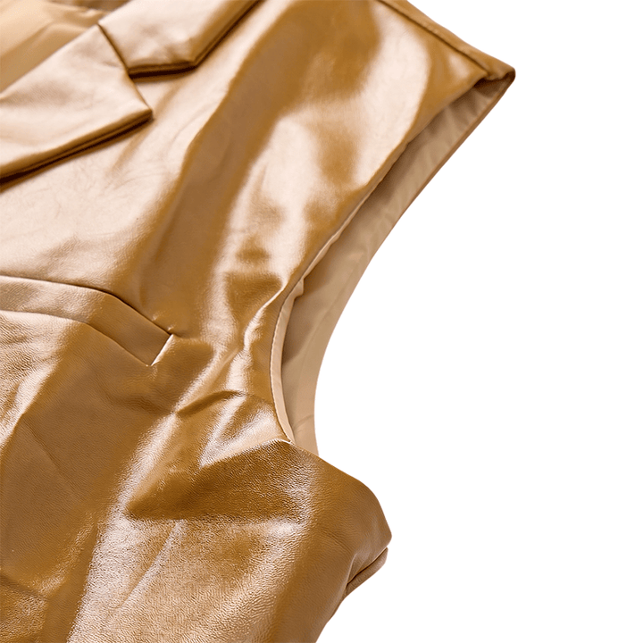 Men's Vintage Western Notch Lapel Suit Leather Vest - image 8