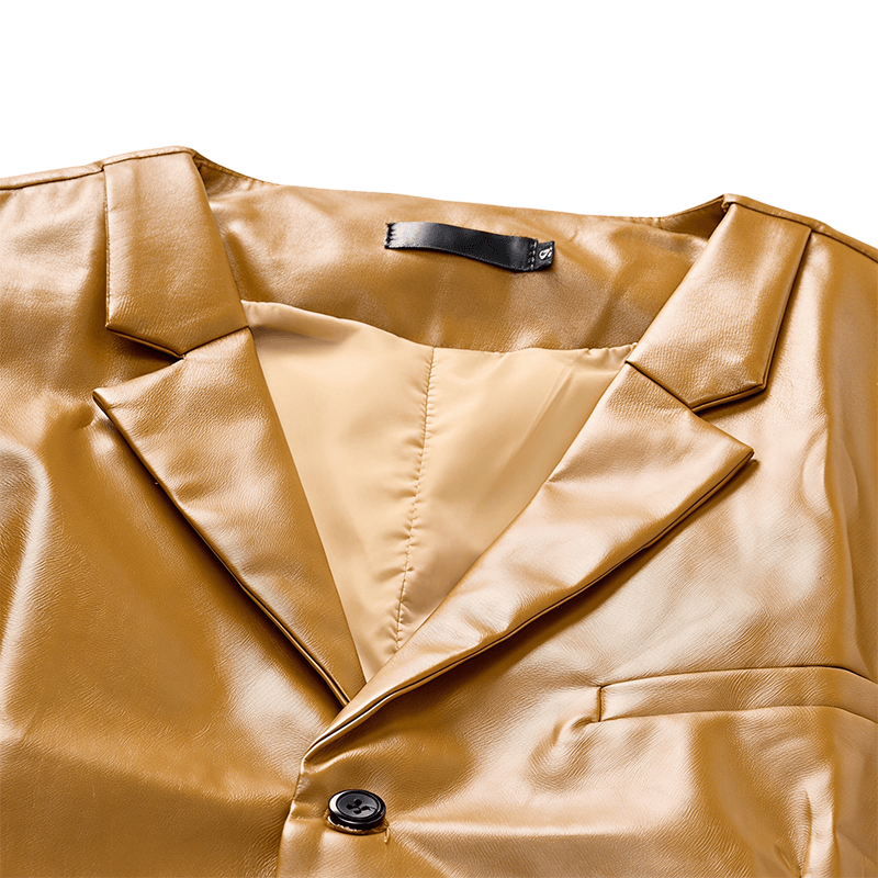 Men's Vintage Western Notch Lapel Suit Leather Vest - image 7