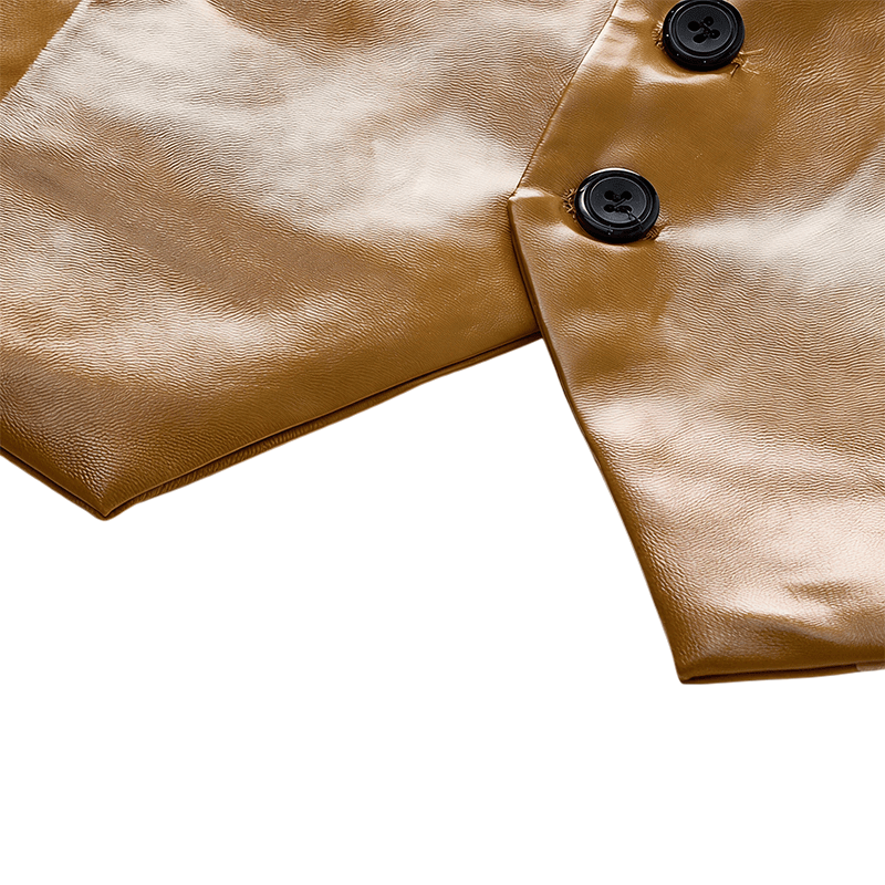 Men's Vintage Western Notch Lapel Suit Leather Vest - image 11