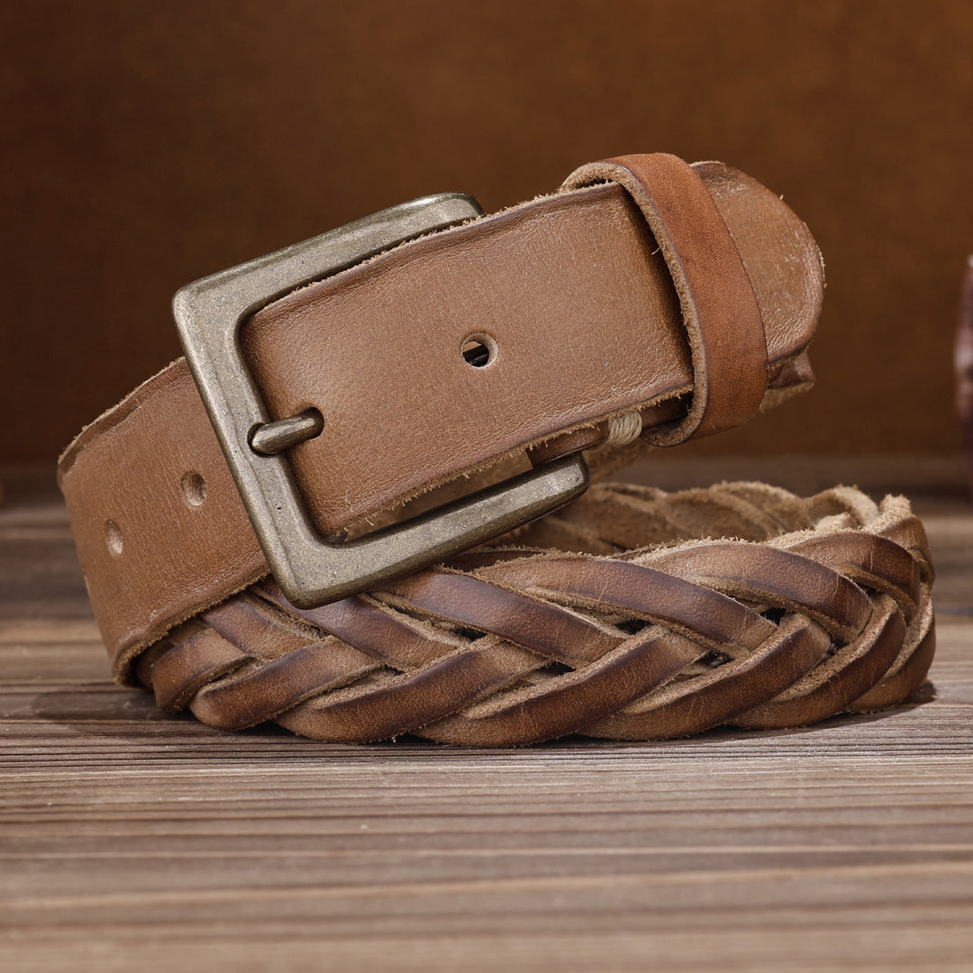 Braided Handwoven Without Hole Leather Belt - image 4