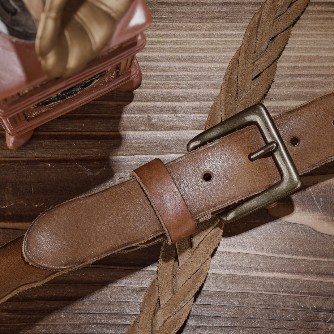 Braided Handwoven Without Hole Leather Belt - image 7