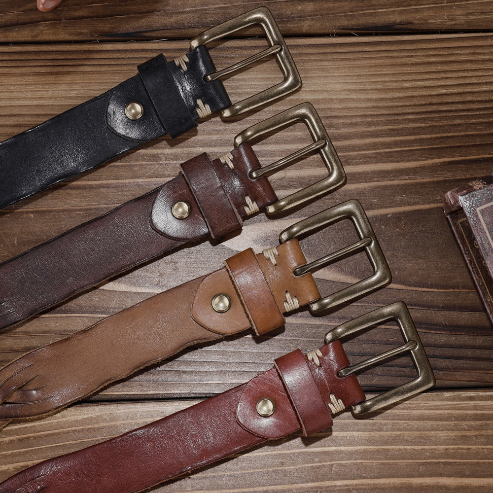 Braided Handwoven Without Hole Leather Belt - image 1