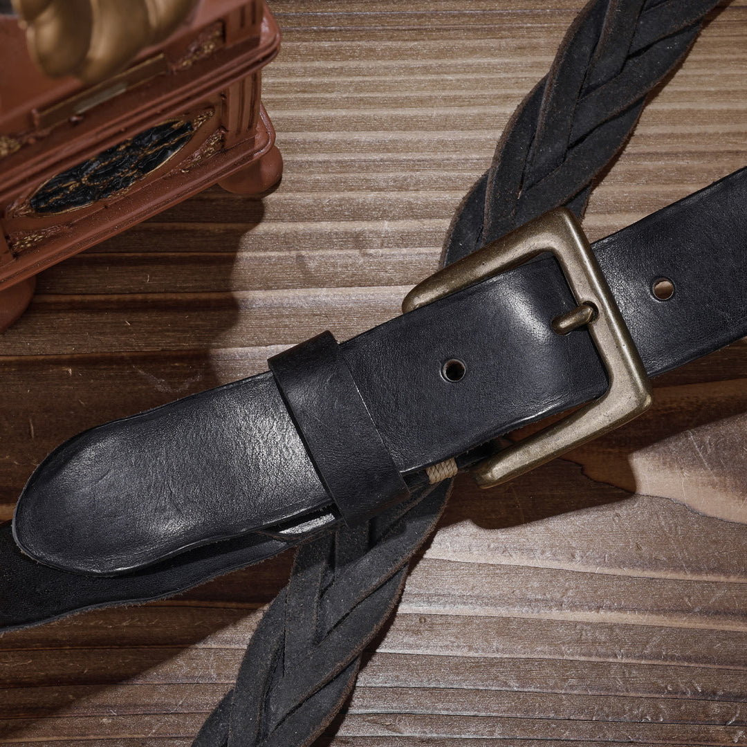 Braided Handwoven Without Hole Leather Belt - image 10