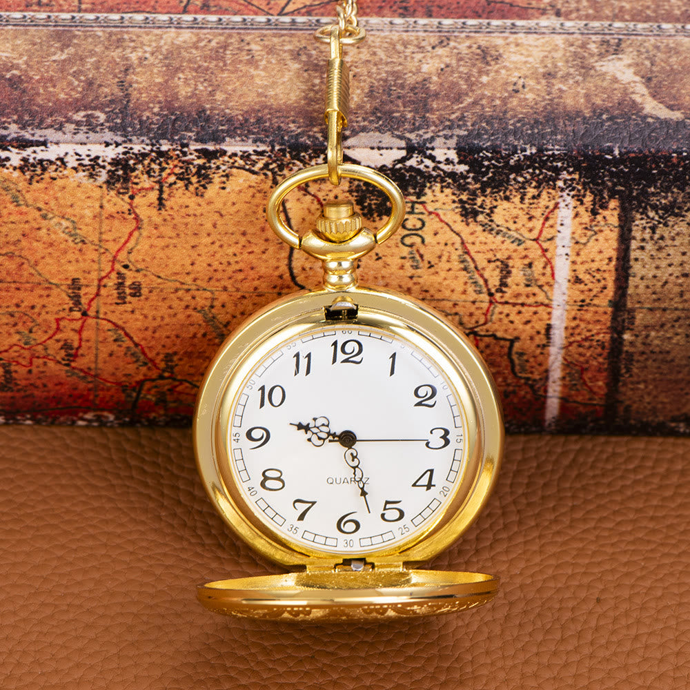  Vintage Engraved Timeless Heirloom Pocket Watch - Gold - image 0