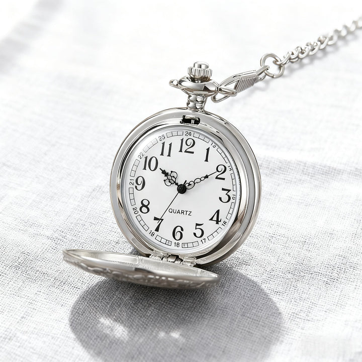  Vintage Engraved Timeless Heirloom Pocket Watch - Silver - image 5