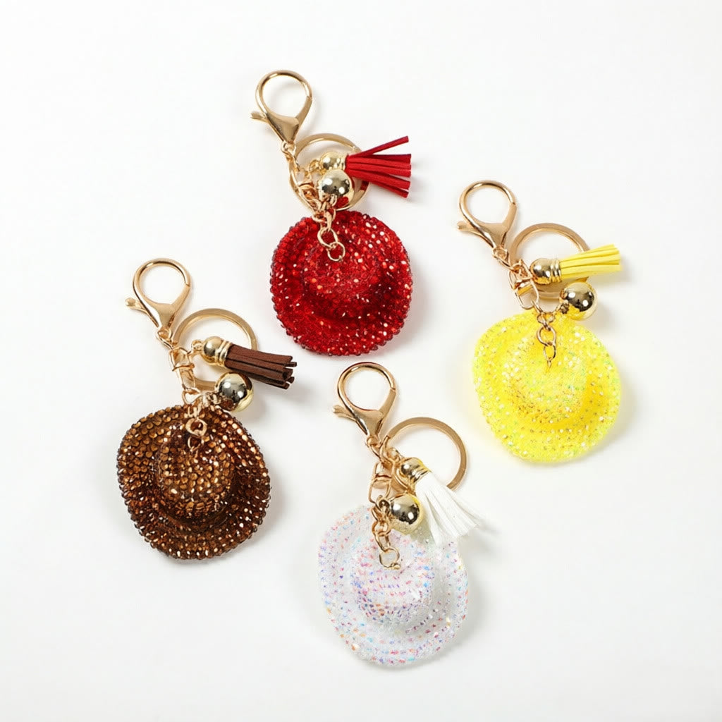 Bling Sparkly Western Rhinestone Cowboy Hat Keychain - image 0
