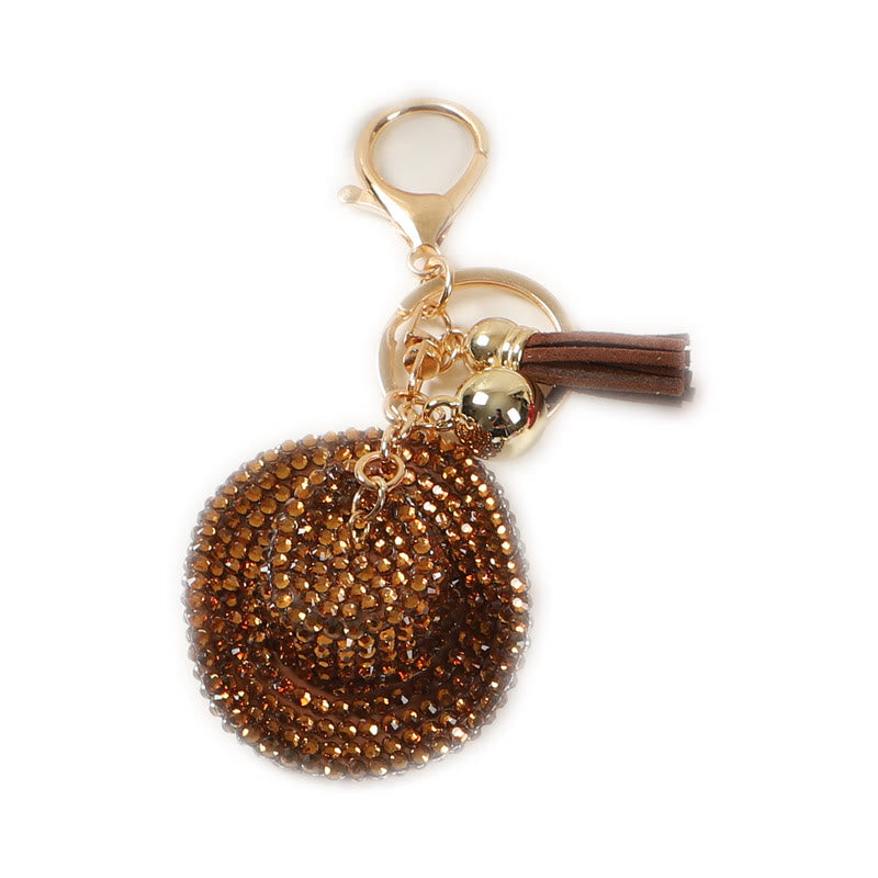 Bling Sparkly Western Rhinestone Cowboy Hat Keychain - Coffee - image 1
